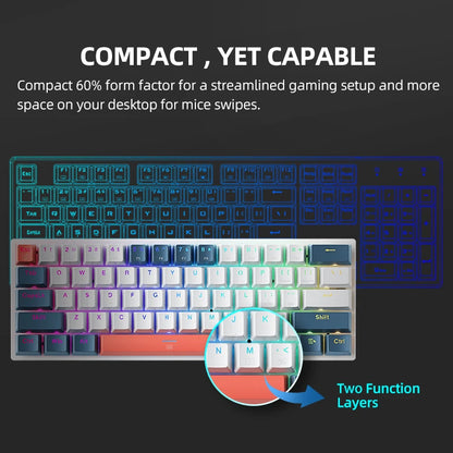 K500-B61 Machenike mini mehanička tipkovnica, format 60%, 61 tipka, gaming tipkovnica, žična, potpuno hot-swappable, RGB pozadinsko osvjetljenje