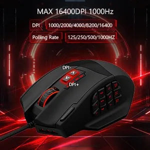 Mouse gaming programmabile E-YOOSO X-39, mouse RGB cablato con 18 pulsanti, 8 pesi removibili, 5 DPI, impugnatura ergonomica per computer