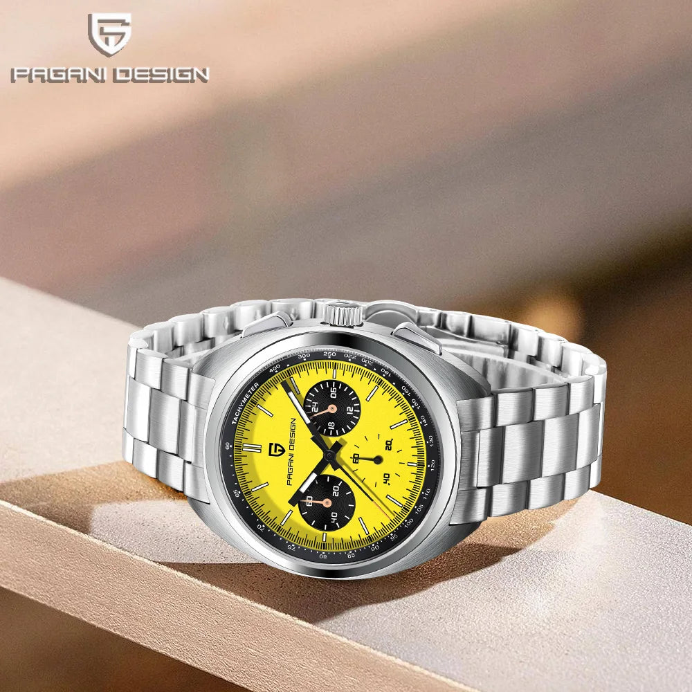 Pagani design2026fashion men's quartz watch top brand luxury sapphire VK63 men's chronograph all-steel diving relógios masculino