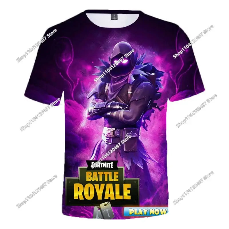 T-shirt 3D de Natal Fortnite — Battle Royale, Streetwear, Crianças, Vitória no Jogo, Homem e Mulher, Harajuku, Roupa para Adolescentes