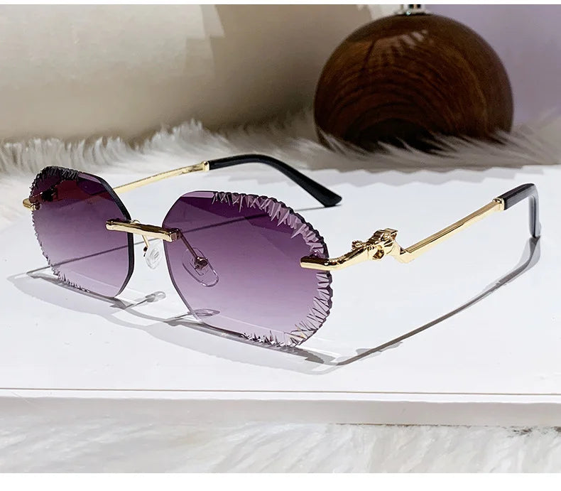 New Rimless Sunglasses Women Luxury Designer Brand Shades UV400 Vintage Metal Men Fashion Ladies Sun Glasses Frameless Shades