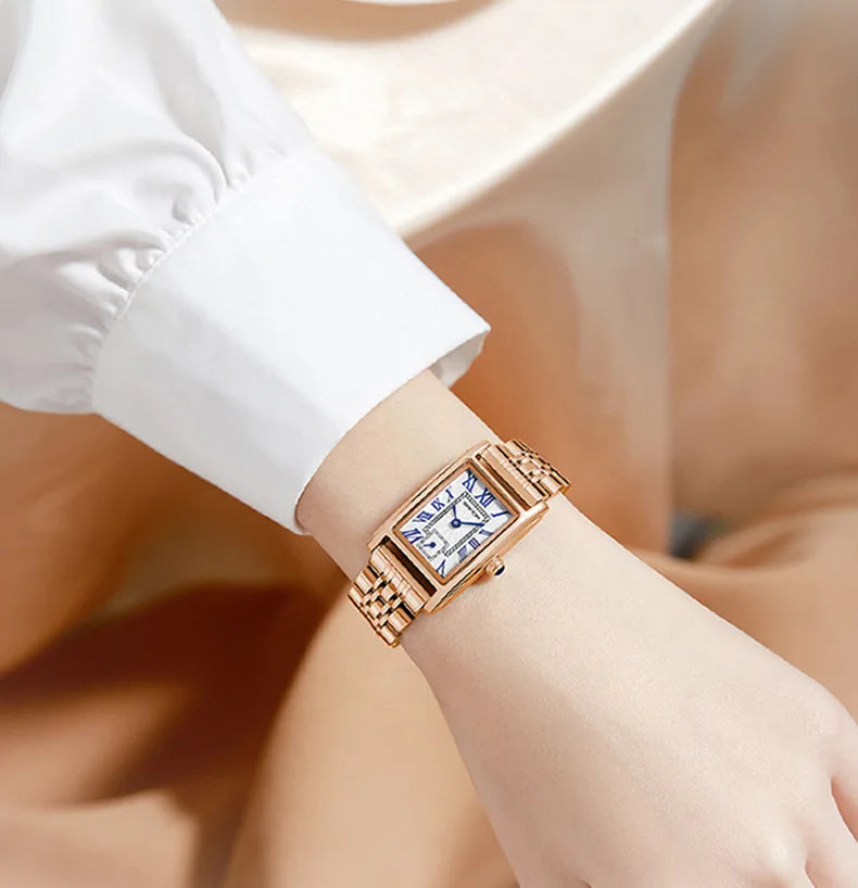 SANDA 1116 Women’s Elegant Quartz Watch  Rectangle Dial, Water Resistant & Business Design
