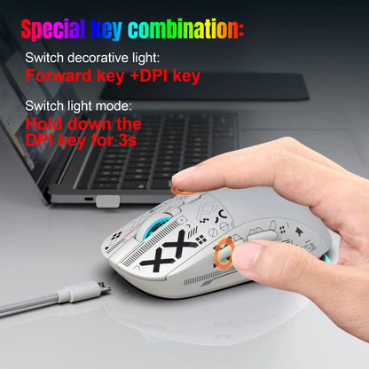 Mouse gaming Bluetooth a 3 modalità, ricaricabile, 2.4G USB wireless, con retroilluminazione RGB, per iPad, tablet, laptop e computer
