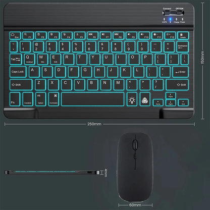 10inch Backlight Bluetooth Keyboard Mouse For IOS Android Windows,Backlit Keyboard For iPad,Wireless Teclado For Samsung Tablet