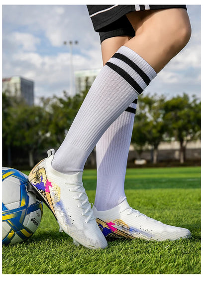 New Men Football Boots Cleats Training Shoes Soccer Shoes Non-Slip Match Ultralight Soccer FG Long Spikes Outdoor Drop Shipping