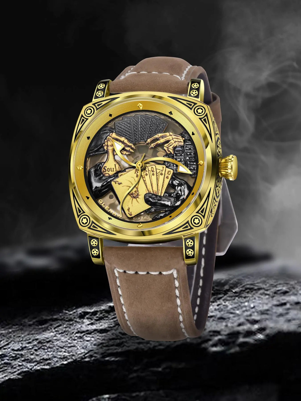 Glenaw Poker Series Top Brand Luxury Fashion Personalized Fully Automatic Mechanical Gold Watch Men's Waterproof Watch