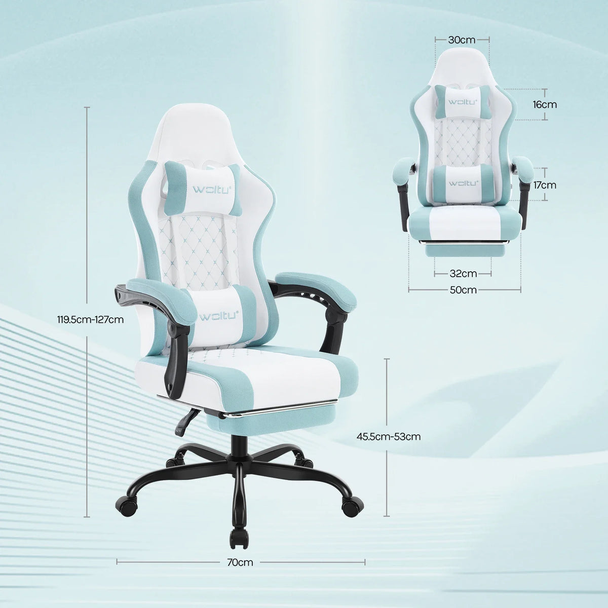 Cadeira de computador giratória WOLTU com função de massagem, cadeira de escritório ergonómica com almofada e apoio para os pés, cadeira gaming ajustável em altura