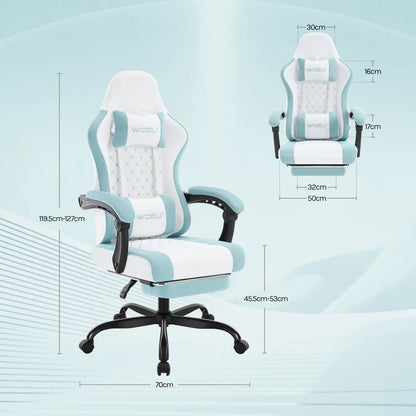 Cadeira de computador giratória WOLTU com função de massagem, cadeira de escritório ergonómica com almofada e apoio para os pés, cadeira gaming ajustável em altura