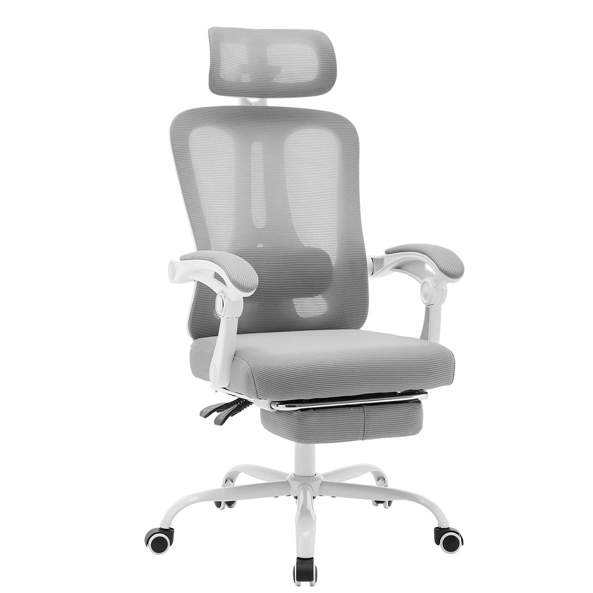 Ergonomic Office Chair with Adjustable Lumbar Support & Footrest, High-Back Mesh Gaming Chair, Reclining Home Office Desk Chair with Tilt Mechanism