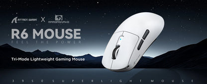 Attack Shark R6 Lightweight Wireless Gaming Mouse, PAW3950MAX Sensor, 8KHz Polling Rate, Tri-Mode Bluetooth Gaming Mouse for PC & Laptop