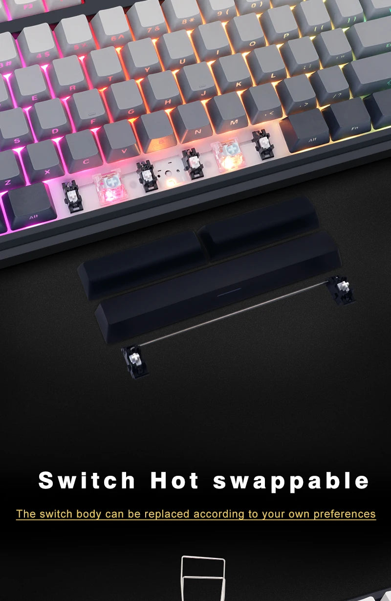 Teclado mecánico inalámbrico SKYLOONG GK104 Pro 100% personalizado, teclado con interruptores intercambiables en caliente de bajo ruido para PC gamer y accesorios de oficina