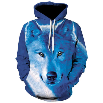 2023 Men's Oversized Hoodie 3D Wolf Animals Pattern Ferocious Warrior Fashion Sweatshirt Loose Street Funny Tracksuits Fitness