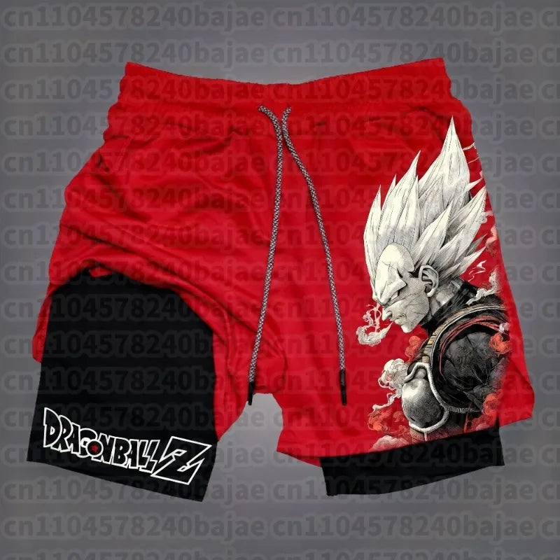 2026 Dragon Ball Animation Peripheral Double-layer Shorts American Men's Trend Fashion Breathable Loose Sports Pants
