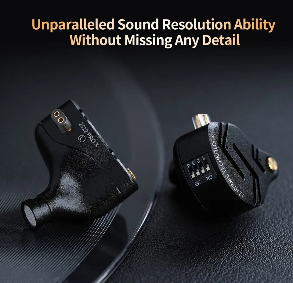 Auscultadores intra-auriculares KZ ZS12 PRO X Hybrid Dynamic Balanced Armature IEM, auscultadores intra-auriculares Hi-Fi com cabo destacável banhado a prata, auscultadores com fio de qualidade de estúdio