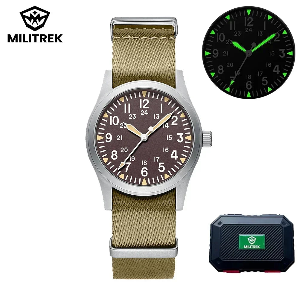MILITREK 2026 New Military Retro Men'S VH31 Quartz Watch 37mm Sapphire Stainlesssteel 100m Waterproof C3 Luminous Reloj Hombre
