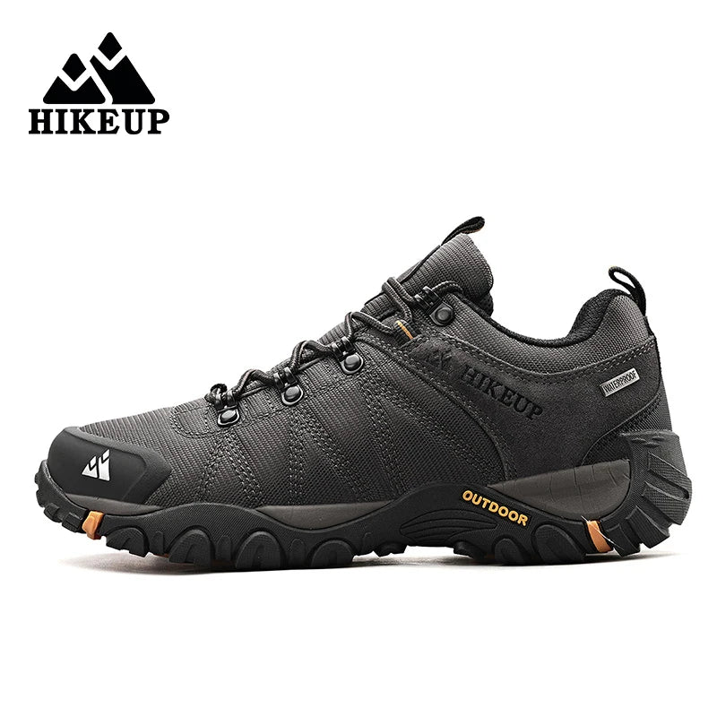 HIKEUP Celoroční pánské turistické boty pro outdoorové sporty z pravé kůže, odolné proti opotřebení, horolezecké boty s gumovou podrážkou, trekingové tenisky