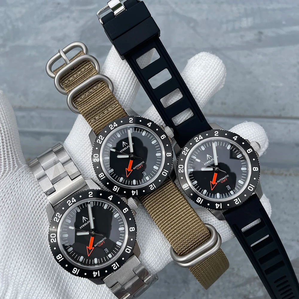 STEELFLIER Official SF793 Luxury GMT Mechanical Wristwatch Steel Bezel NH34 Movement Super Luminous 20Bar Waterproof Dive Watch