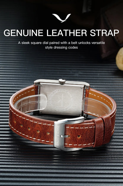 2025 New Fashion Specht & Söhne Square Watch Men's Watches Ultrathin Japan Movt Casual Men Watch Black Color Reloj Hombre 26MM
