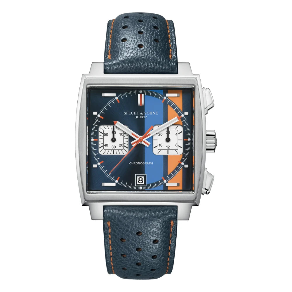 2024 Specht & Sohne New Classic Men's Quartz Watch Blue Color Stainless Steel Japan VK63 Movt Genuine Leather Montre Homme 39MM