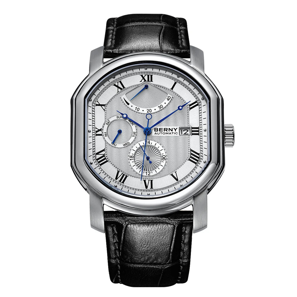 BERNY Men Mechanical Watch Top Accuracy Move Automatic Wristwatch Luxury Male Clock Sapphire Self-Winding Men's Watch Waterproof