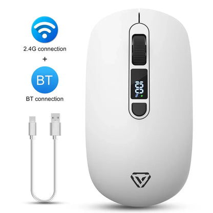 Lenovo Wireless Mouse Bluetooth 2.4G With Smart Display Silent Portable Silent Click Mouse Rechargeable Office Computers Laptops
