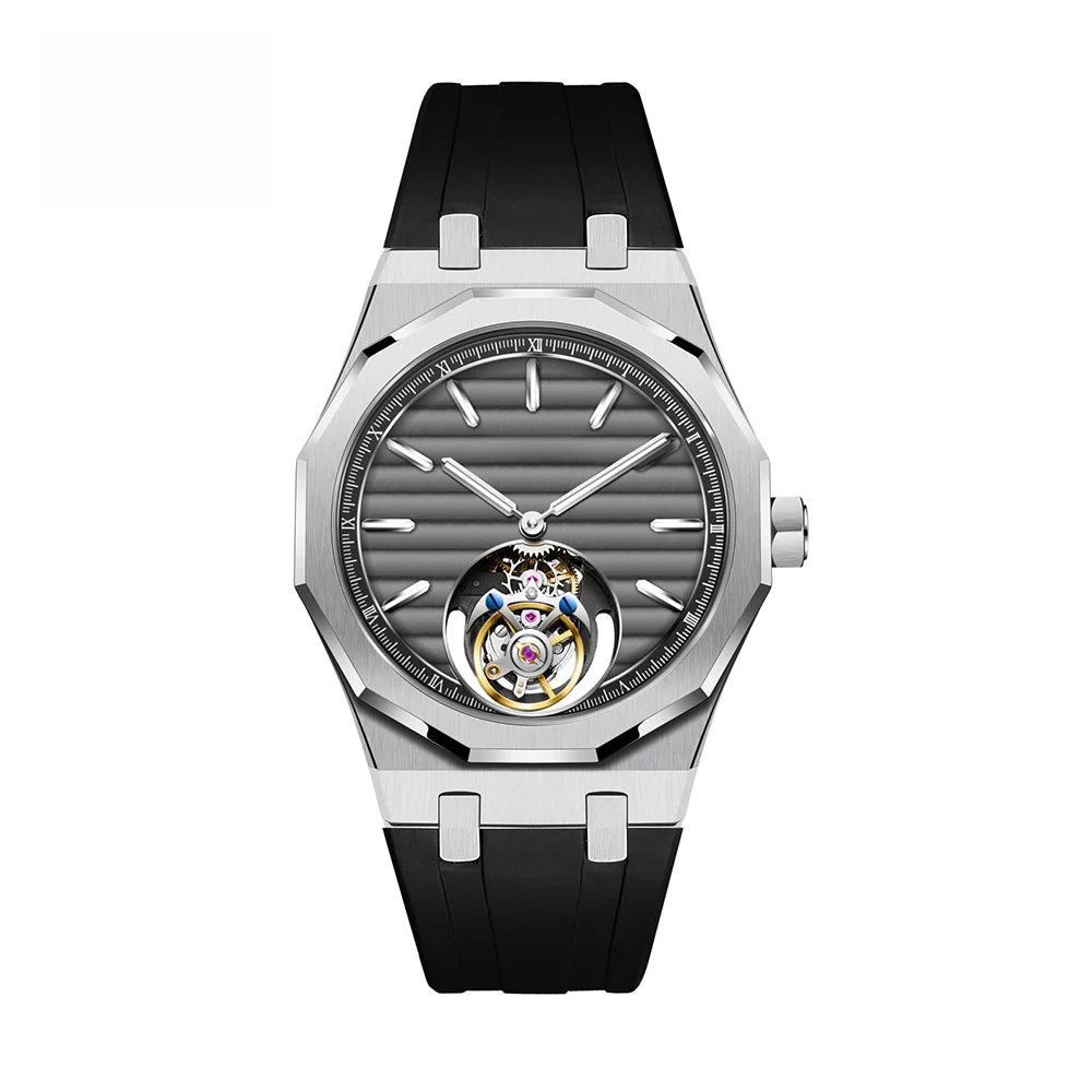 Raymondoya Men Flying Tourbillon Movement Mechanical Automatic Luxury Watches Wristwatches Skeleton Watch Brand For Man Sapphire