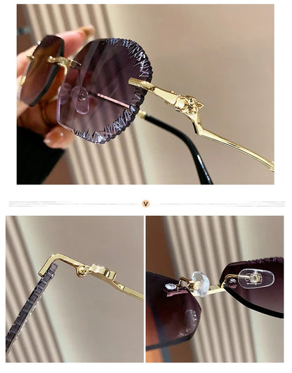 New Rimless Sunglasses Women Luxury Designer Brand Shades UV400 Vintage Metal Men Fashion Ladies Sun Glasses Frameless Shades