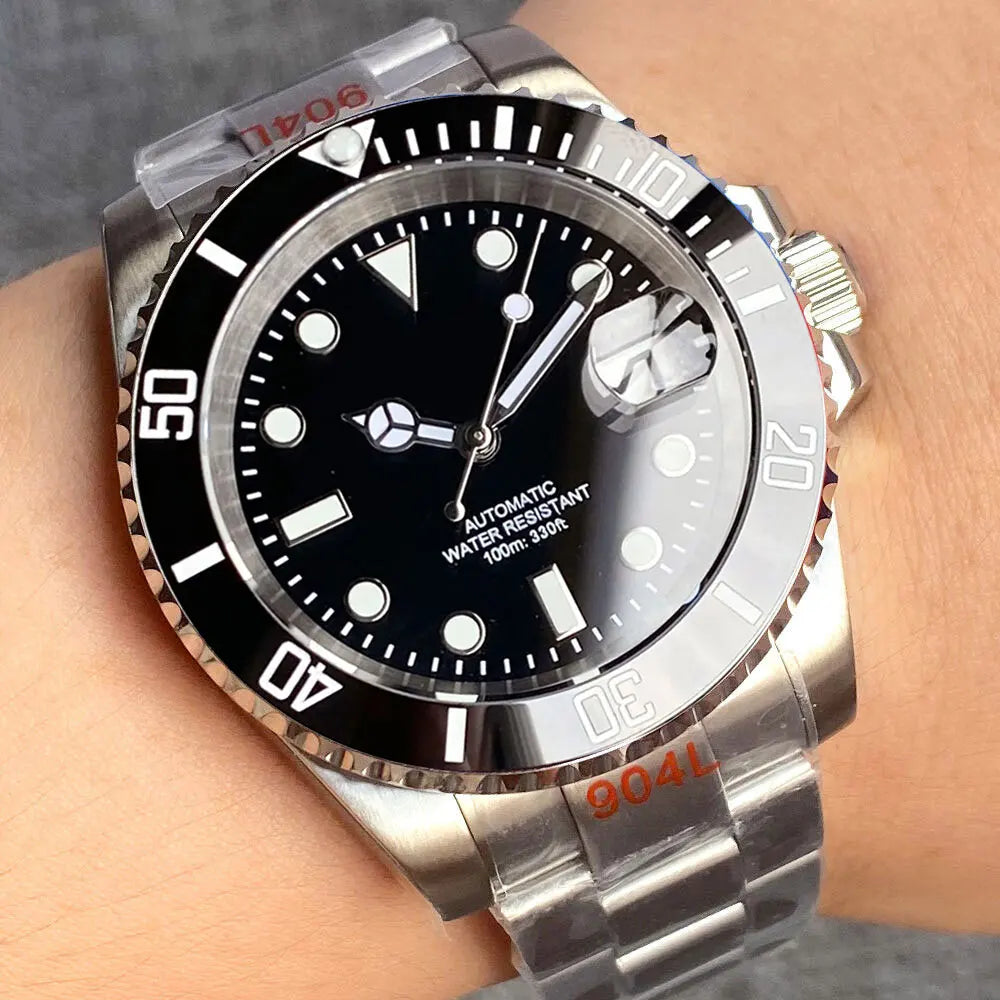 Miyota 8215 PT5000 Stainless Steel 40mm Dive Automatic Men Watch Sapphire Crystal Rotating Bezel Luminous Mechanical Wristwatch