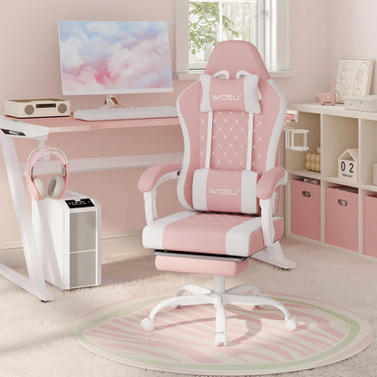 Cadeira de computador giratória WOLTU com função de massagem, cadeira de escritório ergonómica com almofada e apoio para os pés, cadeira gaming ajustável em altura
