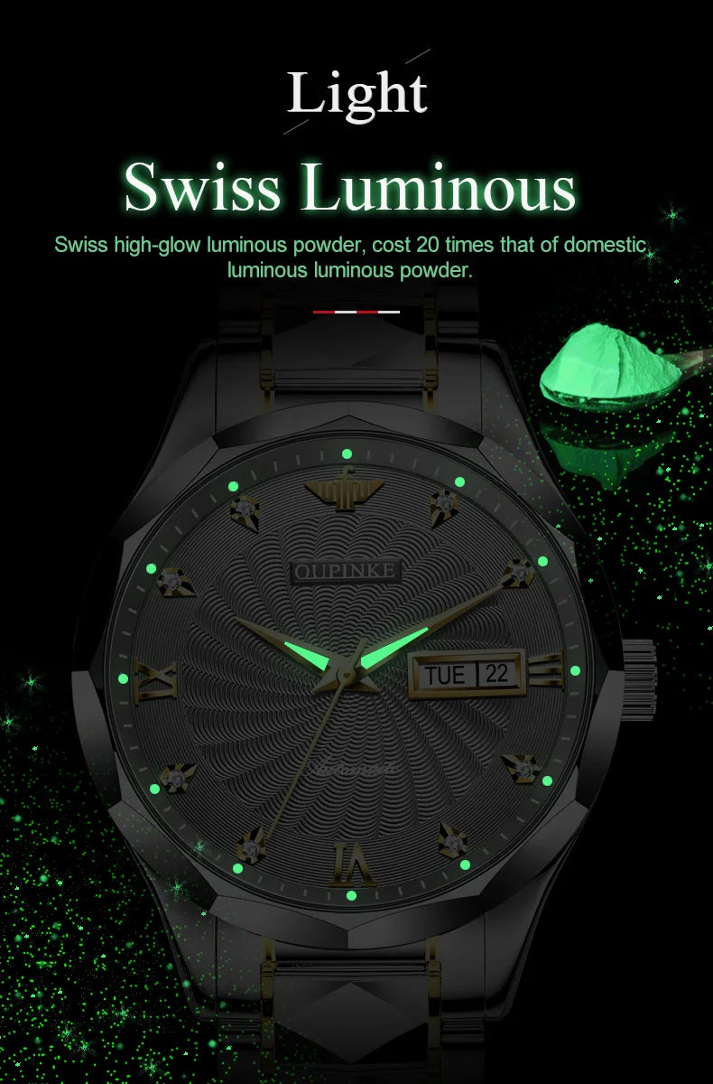 OUPINKE 3169 Japan Movement Men's Watch Classic Luxury Men's Watches Tungsten steel Strap Man Wristwatch