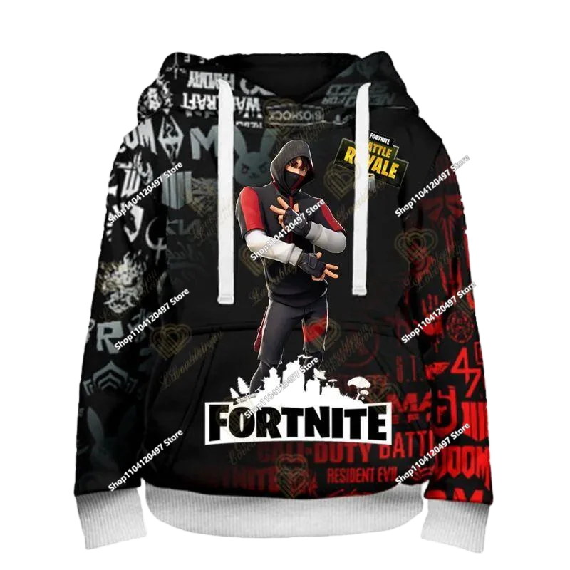 Sweatshirt com Capuz Infantil 3D 2025, Nova Série Anime Fortnite Estampada, Pullover de Marca Trendy, Presente