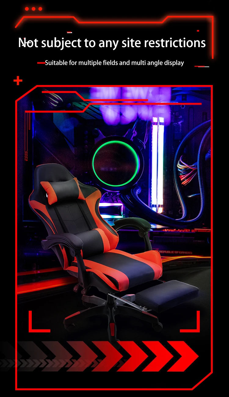 Computer Gaming Chair Reclining Office Chair with Adjustable Height, Ergonomic Computer Gaming Chair, 360° Swivel Racing Office Chair with Adjustable Armrests