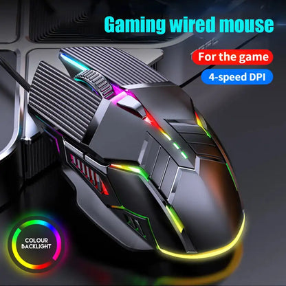 3200DPI Ergonomic Wired Gaming Mouse RGB Backlit USB Gaming Mouse with 6 Silent Buttons for PC Laptop