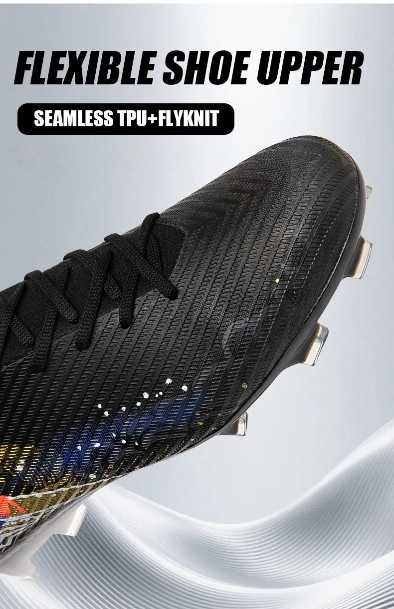 New Men Football Boots Soccer Cleats FG Non-Slip Training Shoes Soccer Shoes Long Spikes Match Ultralight Outdoor Drop Shipping