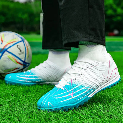 New Professional High Top Football Shoes Artificial Grass Leather Youth Students Training Soccer Shoes for Men And Women Sports