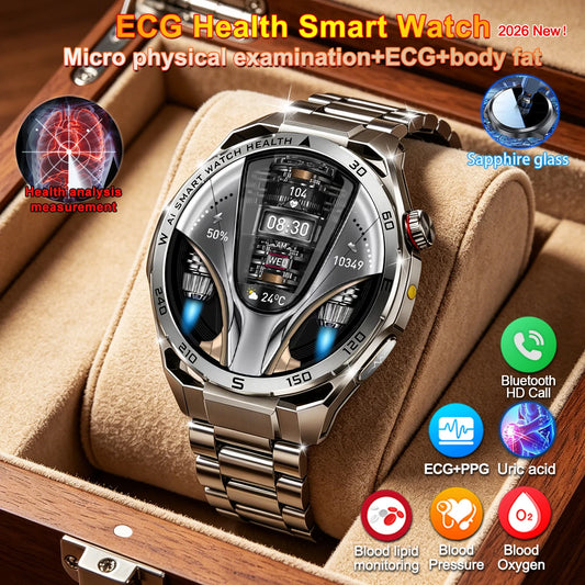 Smart Watch Men High-end Health Blood pressureblood oxygen lipids Uric acid Sapphire Smart watches Ai GPT Custom dial ECG 2026