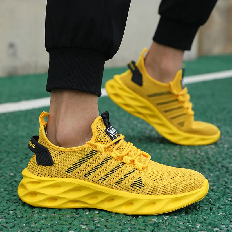 Unisex Men Sneakers Shoes Comfortable Breathable Couple Running Women Tennis Sports Shoe Size 37-47 Yellow Walking Sneaker