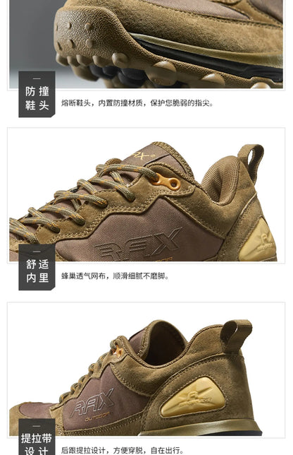 Rax Cowhide Hiking Shoes Men Outdoor Mountain Antiskid Climbing Sneakers wram Lightweight Trekking boots Sports casual shoes