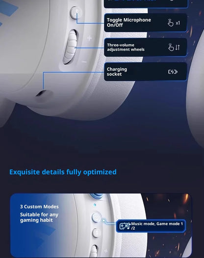 MCHOSE V9 Pro Wireless Gaming Headset with Microphone, Bluetooth Three Mode Gamer Headphones, ANC Noise Cancelling PC Gaming Headset