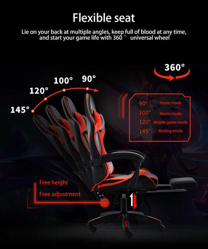 Computer Gaming Chair Reclining Office Chair with Adjustable Height, Ergonomic Computer Gaming Chair, 360° Swivel Racing Office Chair with Adjustable Armrests