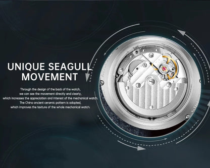CORGEUT Automatic Mechanical Luxury Watches For Man Business Multification Date Day Month Year 316L Mechanical Men's Watches