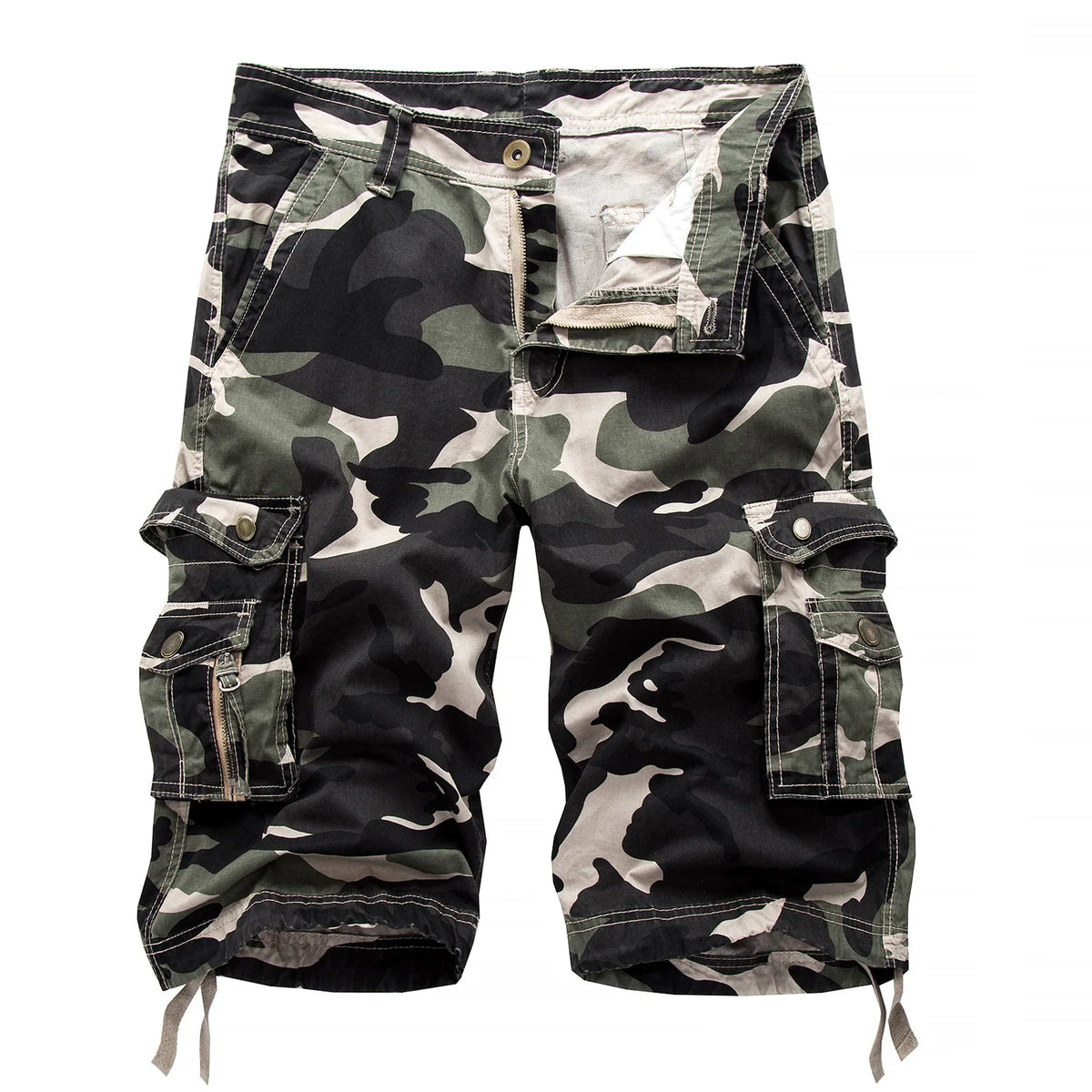 Camouflage loose work pants for men, 2025 summer military camouflage shorts for men, fashionable camouflage multi pocket work sh