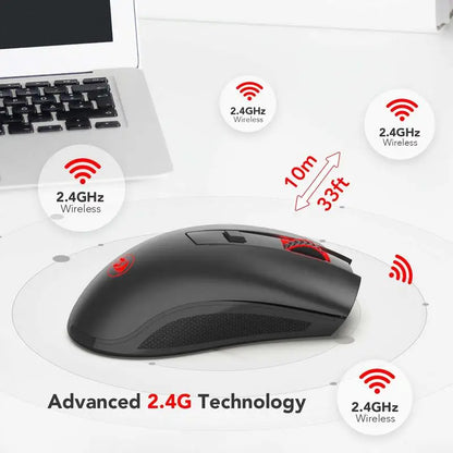 Redragon M652 Wireless Gaming Mouse, 2.4GHz Optical Wireless Mouse with USB Receiver, 5 Adjustable DPI Levels, Ergonomic Wireless Mouse for Gaming & Office