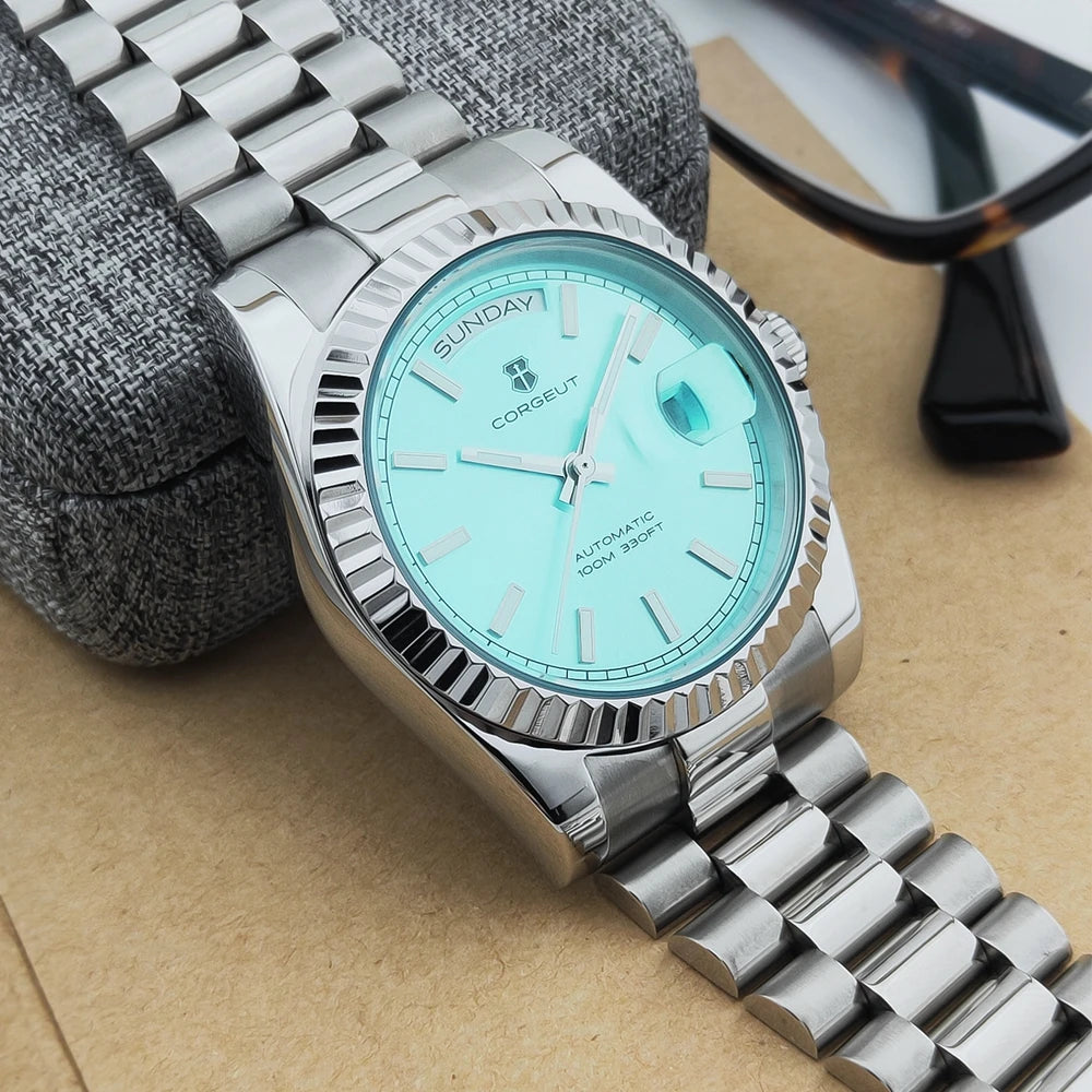 Reloj de lujo Corgeut de 36MM para hombre ST1644, reloj de pulsera mecánico automático con cristal de zafiro, relógio masculino 10BAR, para natación y vestir