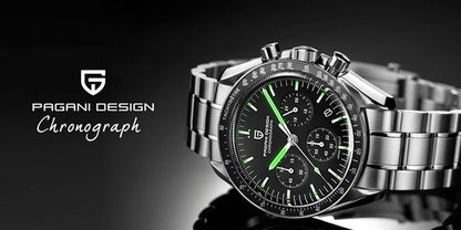 PAGANI DESIGN 2026 New Moon Watch Retro Luxury Quartz Watches For Men Stainless steel Luminous waterproof Sport Chronograph Man