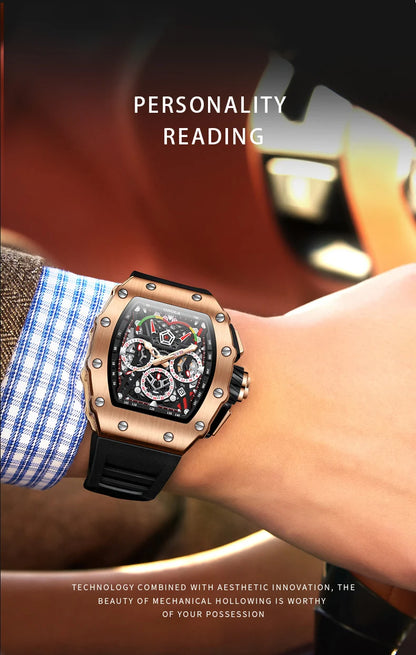New Luxury Men Watch  ONOLA Fashion Fully Automatic Mechanical Watches Man Unique Design Waterproof Tape Watch Wristwatch