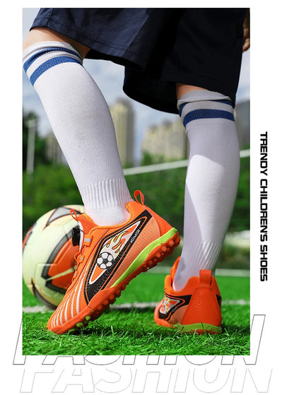 Children's Rotating Buckle Sneaker Students Competition Training Football Shoes Fashionable Lightweight Anti slip Footwear