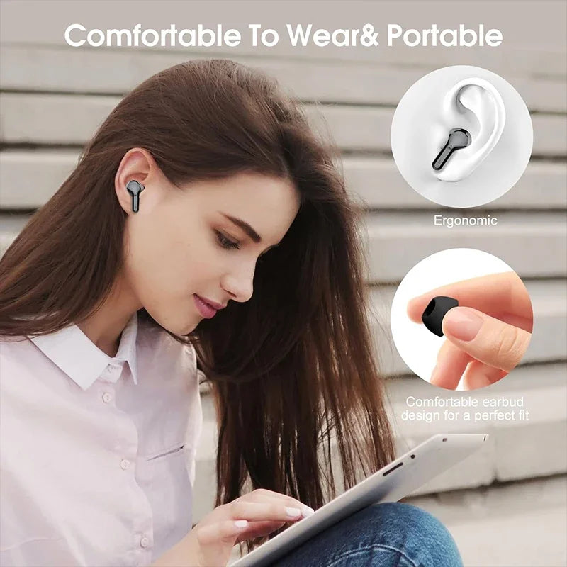 New Wireless Earbuds Bluetooth 5.3 HiFi Stereo Earbuds with ENC Noise Cancelling, IP7 Waterproof, 48H LED Display Charging Case, Deep Bass Wireless Earbuds with Microphone