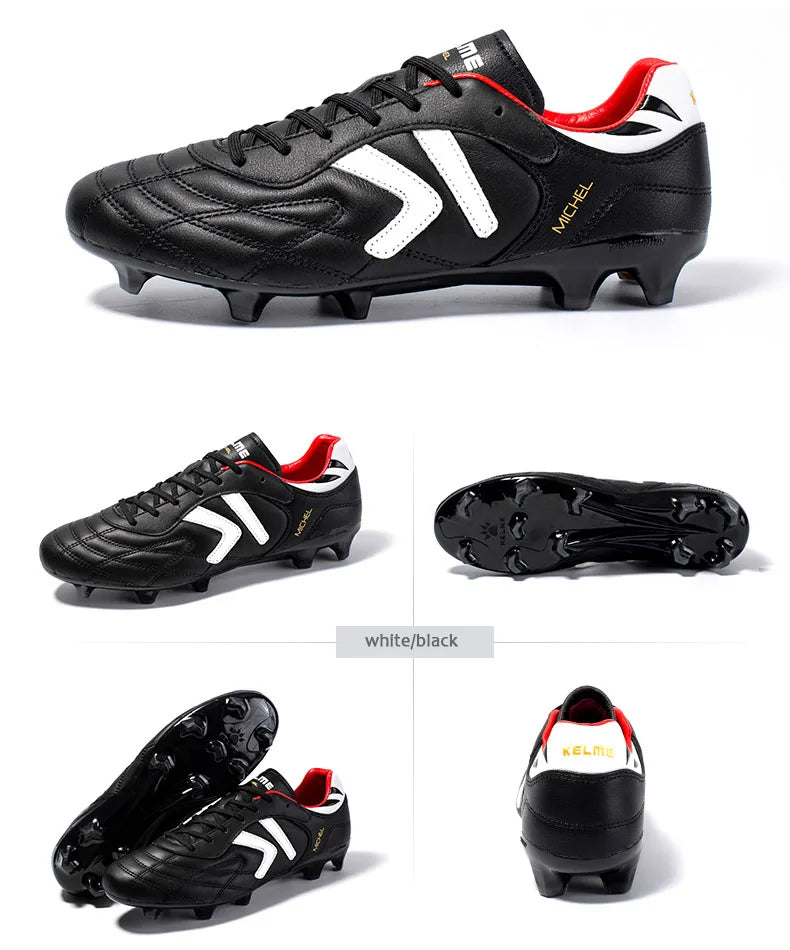 KELME FG Soccer Shoes Original Cow-Skin Sneakers Men Professional Grass Non-Slip Sports Training  Football Boots  ZX80011018
