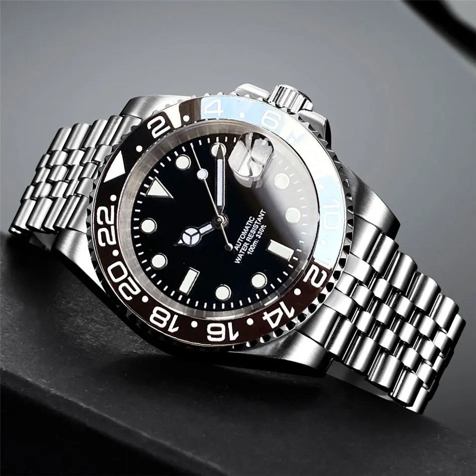 Miyota 8215 PT5000 Stainless Steel 40mm Dive Automatic Men Watch Sapphire Crystal Rotating Bezel Luminous Mechanical Wristwatch
